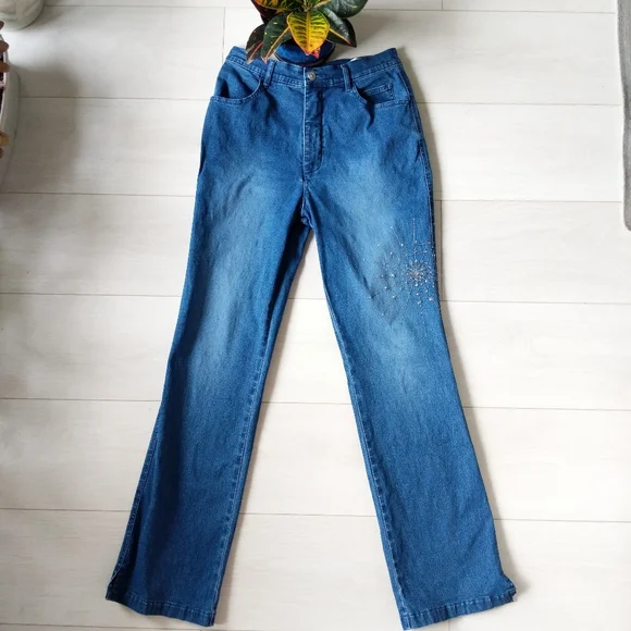 Y2K Rhinestone Spider Web Jeans - Picture 3 of 16